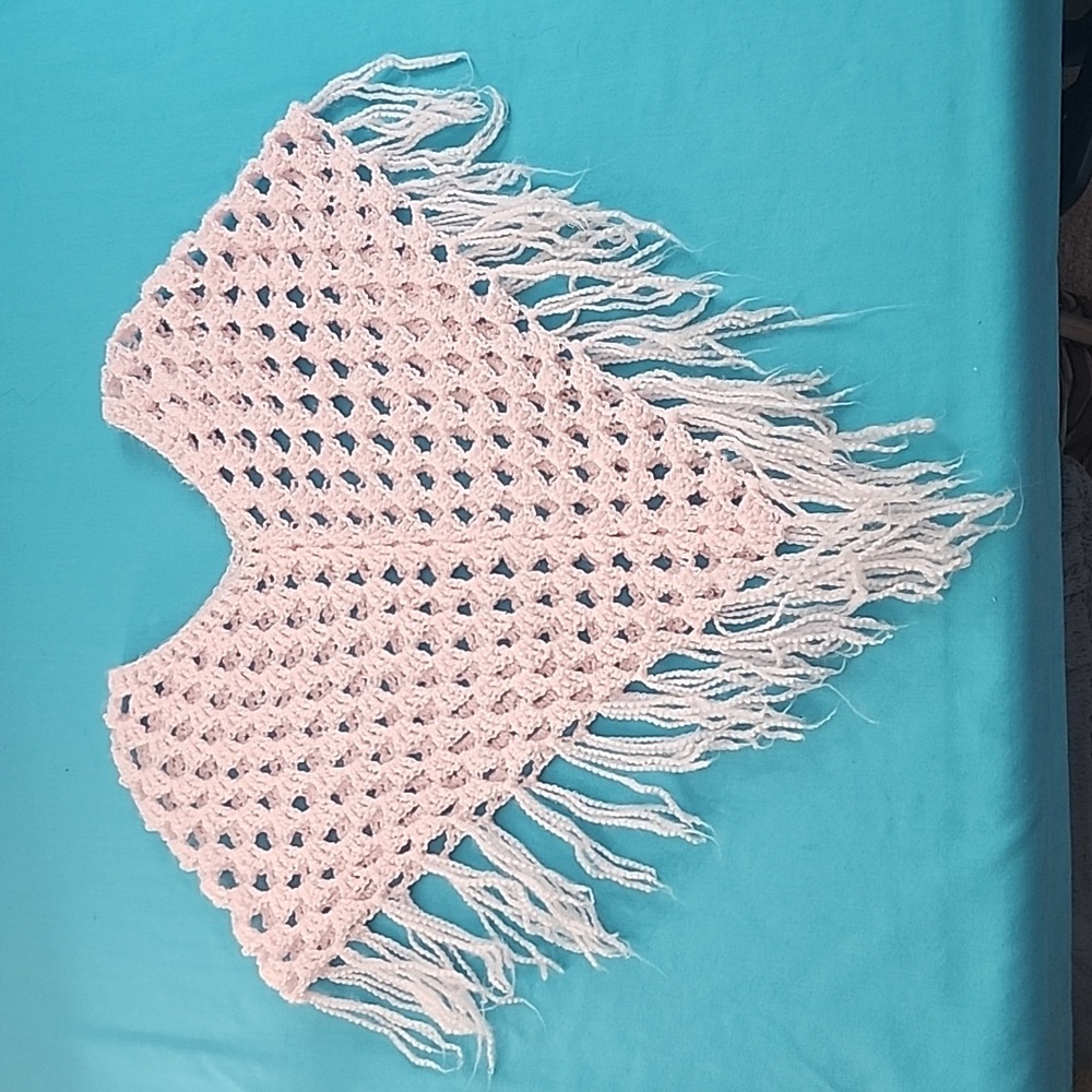 Hand Crafted Crochet Light Pink Shawl